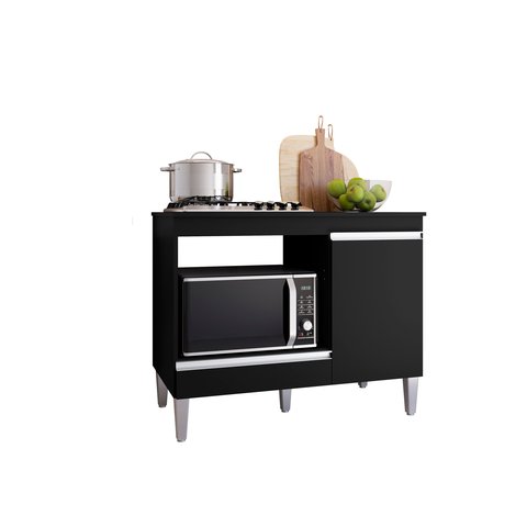 Balcão de Cozinha para  Cooktop Carla - Preto