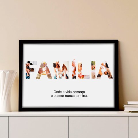 Quadro Personalizado com Foto Família em Moldura Caixa Tacolado Papel de Parede Moldura Caixa 3cm Fr