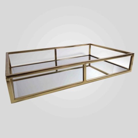 Bandeja Retangular Decorativa Espelhada Dourada 9629 40x26CM Mart Colleccion
