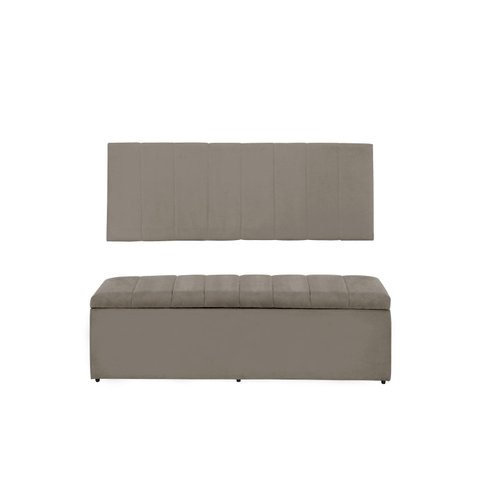 Kit Calçadeira e Painel Vitoria 193 cm Suede Bege