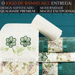 Jogo C/ 05 Pecas Toalha Gigante Aile Toalhão 100% Algodão Super Grossa:verde - 2