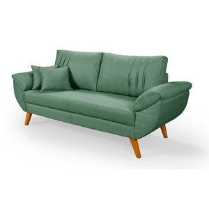 Sofá Texas 3 Lugares Anticupim Almofada Plumante Monta Fácil:verde