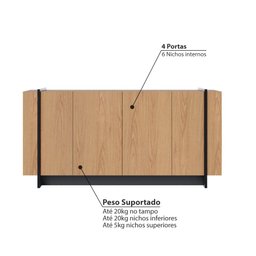 Buffet Copacabana com 4 Portas - Freijó/Preto - 3