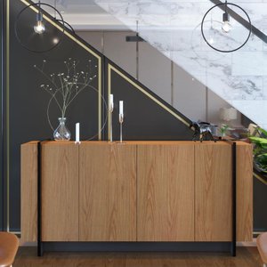 Buffet Copacabana com 4 Portas - Freijó/Preto