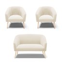 Ver imagem 1 de Kit 01 Namoradeira 02Lug E 02 Poltronas Stella Natural Cinza