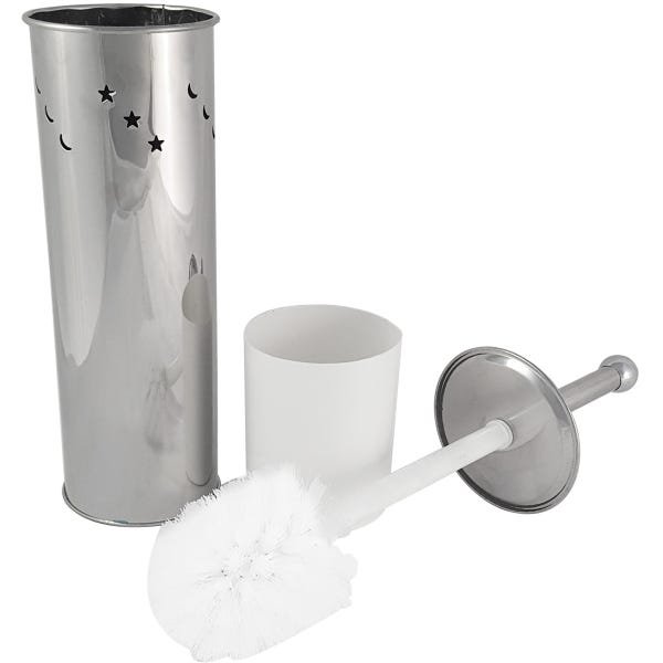 Escova Sanitária Banheiro Com Estojo Suporte De Aço Inox Higiênica - 4