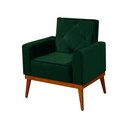 Ver imagem 3 de Kit 2 Poltronas Decorativa Florença Pés em Madeira Maciça Estofado Veludo - Verde