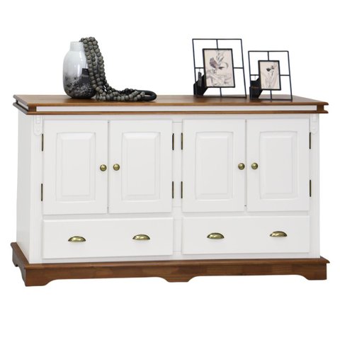 Balcão Buffet 4 Portas 2 Gavetas Manchester 2042 Linz Móveis - Branco/imbuia Glazer