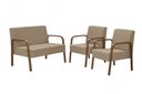 Ver imagem 1 de Conjunto Jade 2 Poltronas de 1 Lugar e 1 poltrona de 2 lugares Braço Madeira DSalla Suede Cappuccino
