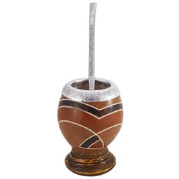 Conjunto Kit Para Chimarrão Cuia Porongo Bomba Inox Desenho - 1