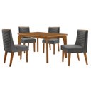 Ver imagem 2 de Mesa de Jantar Liz 120cm Mdf Canto Copo e com 4 Cadeiras Safira