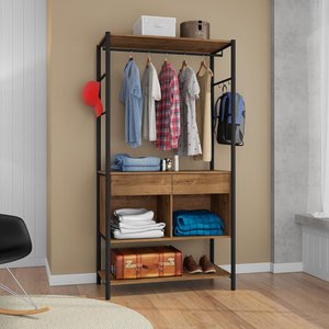 Closet Modular Guarda-Roupa Estilo Industrial Em Aço De Carbono Preto/ Demolição Naos - Larbelle