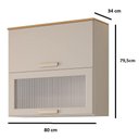 Ver imagem 3 de Armário Aéreo de Cozinha 100%MDF 80cm 2 Portas Basculantes 1 em Vidro Bella MGM Móveis Freijó/