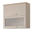 Ver imagem 1 de Armário Aéreo de Cozinha 100%MDF 80cm 2 Portas Basculantes 1 em Vidro Bella MGM Móveis Freijó/
