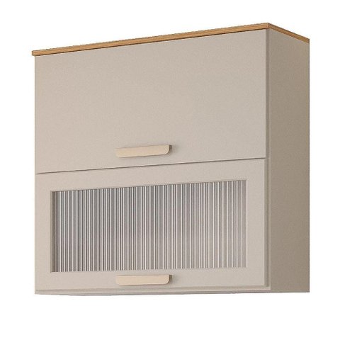 Armário Aéreo de Cozinha 100%MDF 80cm 2 Portas Basculantes 1 em Vidro Bella MGM Móveis Freijó/