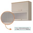 Ver imagem 5 de Armário Aéreo de Cozinha 100%MDF 80cm 2 Portas Basculantes 1 em Vidro Bella MGM Móveis Freijó/
