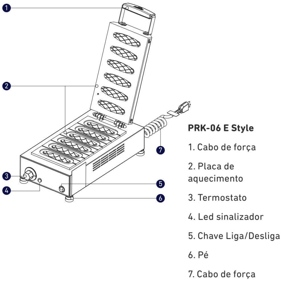 Crepeira Elétrica 6 Cavidades Prk-06 e Progás - 2