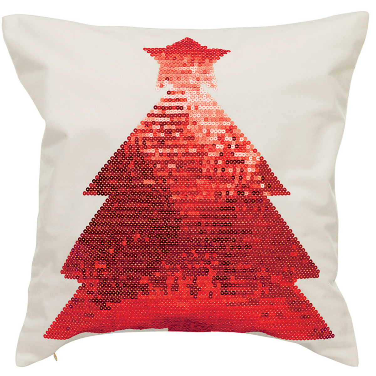 Capa de Almofada Natalina Àrvore de Natal Paetê 45x45:vermelho