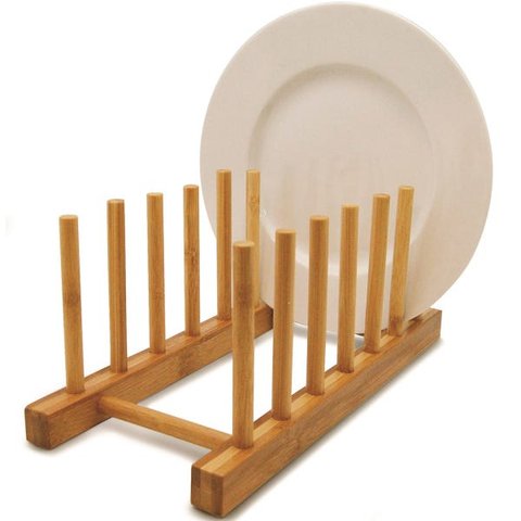 Suporte Display Porta 6 Pratos Bambu Bancada Cozinha Prato