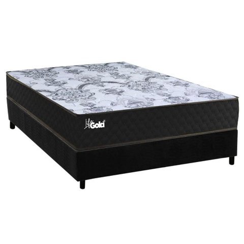 Conjunto Box Casal: Colchão Molas Paropas Ensacadas Life Gold + Base Crc Suede Black (138x188)