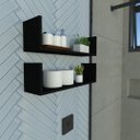 Ver imagem 3 de Par de Prateleiras Aba U P15cm Minimalista Preto Mdf Organizador Banheiro Lavanderia