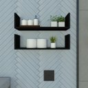 Ver imagem 1 de Par de Prateleiras Aba U P15cm Minimalista Preto Mdf Organizador Banheiro Lavanderia