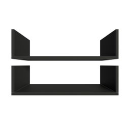 Par de Prateleiras Aba U P15cm Minimalista Preto Mdf Organizador Banheiro Lavanderia - 4