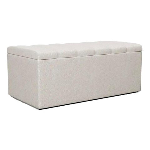 Recamier Calcadeira Bau 100 Cm Dalia Linho Champagne Artte Champagne