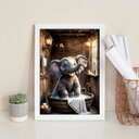 Ver imagem 1 de Quadro Banheiro Elefantinho Tomando Banho 24x18cm - com Vidro:moldura Preta
