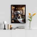 Ver imagem 2 de Quadro Banheiro Elefantinho Tomando Banho 24x18cm - com Vidro:moldura Preta