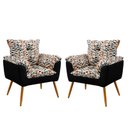 Ver imagem 1 de Kit 2 Poltronas Beta Suede Estampado Laranja com Preto Aradecor