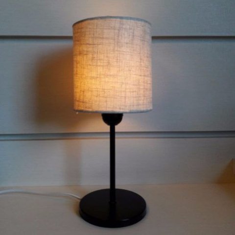 Abajur Cabeceira Para Quarto Cilíndrico Vivare Md-2010 Cúpula em Tecido - Bivolt - Preto / Rustico B