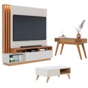Ver imagem 1 de Estante Home Theater Humaitá com Mesa de Centro Jeri Off White Matte Freijó e Aparador Riviera