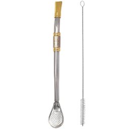 Bomba Para Mate Chimarrão ou Terere 24cm Inox Ouro 18k Pera Cuia - 1