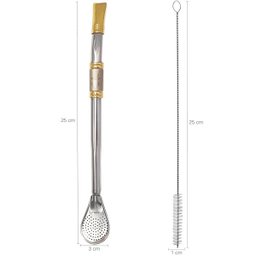 Bomba Para Mate Chimarrão ou Terere 24cm Inox Ouro 18k Pera Cuia - 3