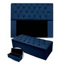 Ver imagem 1 de Kit Cabeceira + Calçadeira Baú Mirage King Size 195cm Suede - Ecotec Decor:Azul Marinho