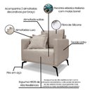 Ver mais imagens de Kit Poltrona e Sofá Living 2 Lugares 1,80m Sirius Linho Areia Pés Metálicos - Pallazio