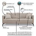Ver imagem 7 de Kit Poltrona e Sofá Living 2 Lugares 1,80m Sirius Linho Areia Pés Metálicos - Pallazio