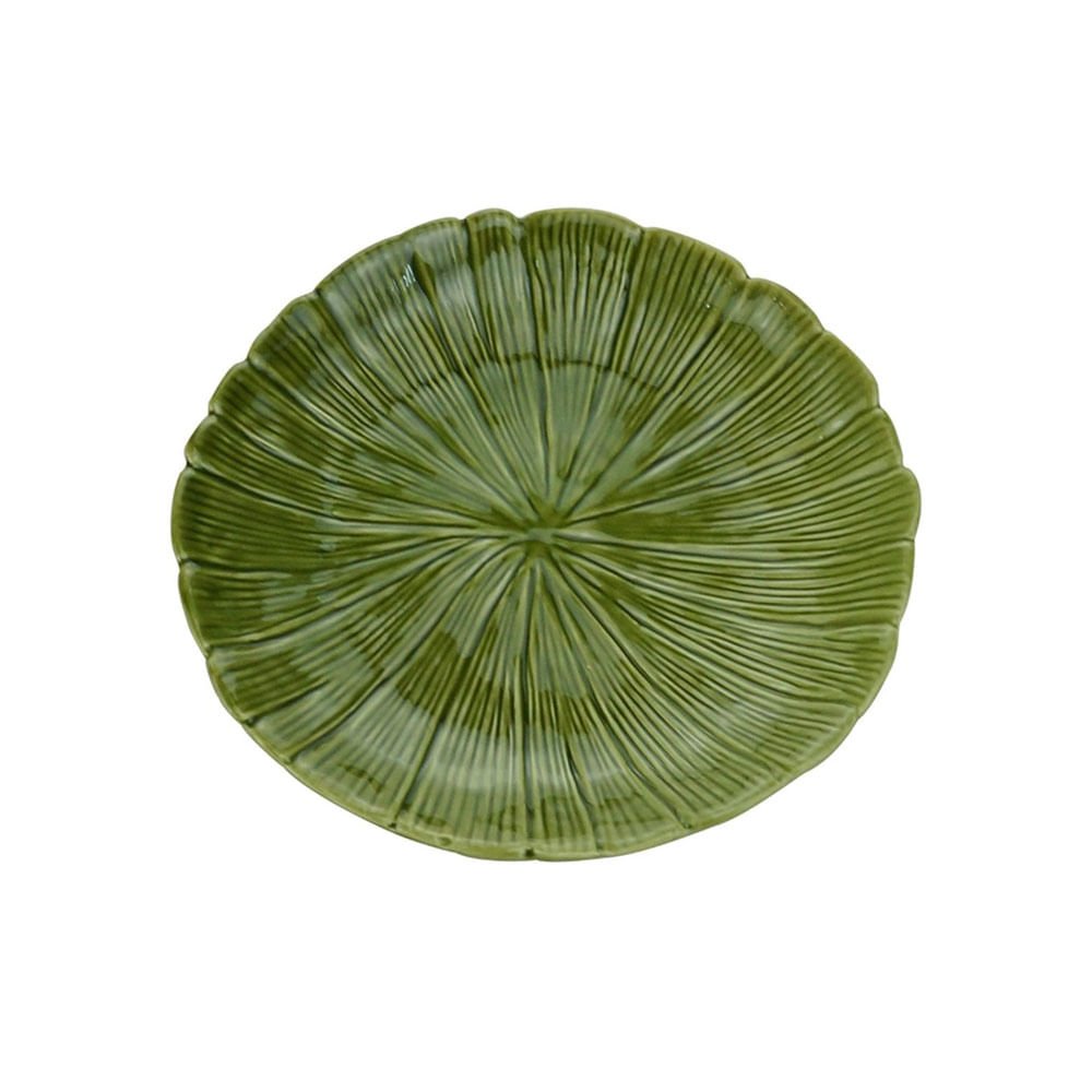Prato Decorativo Leaf Banana Cerâmica Verde 19,5cm