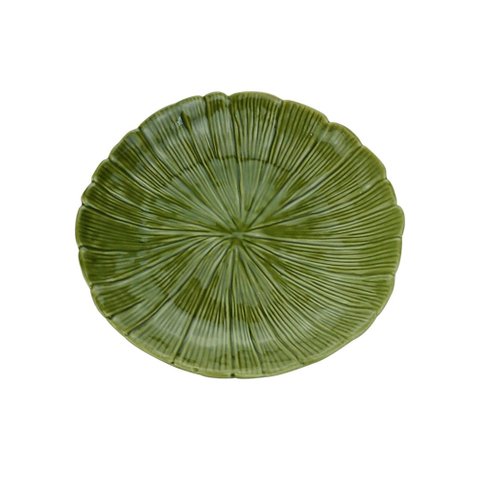 Prato Decorativo Leaf Banana Cerâmica Verde 19,5cm