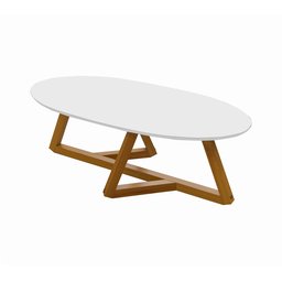Mesa de Centro Classic Oval Tebarrot Branco Pés Nature Madeira - 1