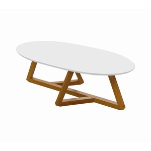 Mesa de Centro Classic Oval Tebarrot Branco Pés Nature Madeira