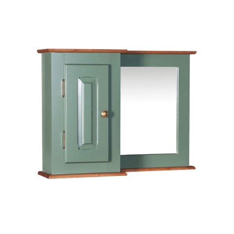 Armário de Banheiro com Espelho 1 Porta e Prateleira Dália 3059-80 - Verde Musgo/imbuia Glazer