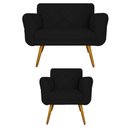 Ver imagem 1 de Kit Namoradeira e 1 Poltrona Estofada Para Sala de Tv Isabella Corano Preto - LM DECOR