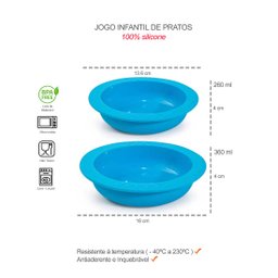 Copo Prato Talheres Infantil Silicone Azul Criança Kids Carrinhos - 3