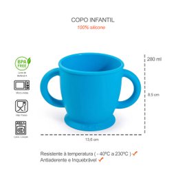 Copo Prato Talheres Infantil Silicone Azul Criança Kids Carrinhos - 2