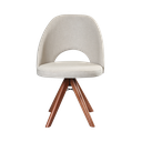 Ver imagem 4 de Cadeira Mariana Vazada com Base Giratória de Madeira Maciça Tecido Linho Bege