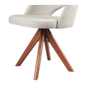 Ver imagem 3 de Cadeira Mariana Vazada com Base Giratória de Madeira Maciça Tecido Linho Bege