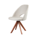 Ver imagem 1 de Cadeira Mariana Vazada com Base Giratória de Madeira Maciça Tecido Linho Bege