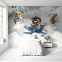 Ver imagem 3 de Papel de Parede Painel Bebê Ursinho Aviador